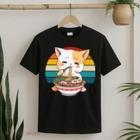 Kawaii Ramen Cat Retro Sunset T-Shirt thumb 2