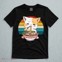 Kawaii Ramen Cat Retro Sunset T-Shirt thumb 5