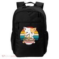 Kawaii Ramen Cat Retro Sunset Backpack thumb 0