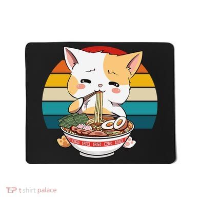 Kawaii Ramen Cat Retro Sunset Mousepad