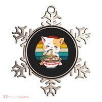 Kawaii Ramen Cat Retro Sunset Ornament thumb 0