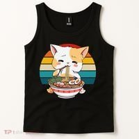 Kawaii Ramen Cat Retro Sunset Tank Top thumb 2