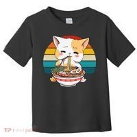 Kawaii Ramen Cat Retro Sunset Toddler T-Shirt thumb 0