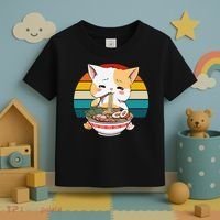 Kawaii Ramen Cat Retro Sunset Toddler T-Shirt thumb 3