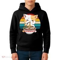 Kawaii Ramen Cat Retro Sunset Kids Hoodie thumb 4