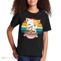 Kawaii Ramen Cat Retro Sunset Kids T-Shirt thumb 2