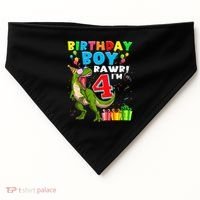 Kids Rawr Im 4 4th Birthday Boy T Rex Dinosaur 4 Years Old Gift USA-Made Doggie Bandana thumb 0