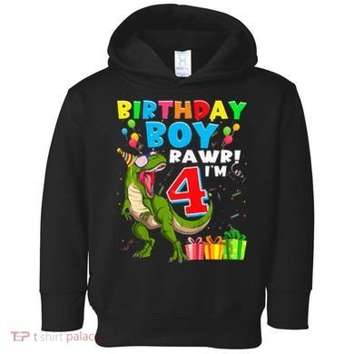 Kids Rawr Im 4 4th Birthday Boy T Rex Dinosaur 4 Years Old Gift Toddler Hoodie
