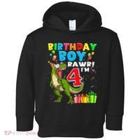 Kids Rawr Im 4 4th Birthday Boy T Rex Dinosaur 4 Years Old Gift Toddler Hoodie thumb 0
