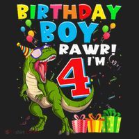 Kids Rawr Im 4 4th Birthday Boy T Rex Dinosaur 4 Years Old Gift Golf Towel thumb 3