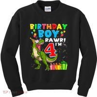 Kids Rawr Im 4 4th Birthday Boy T Rex Dinosaur 4 Years Old Gift Kids Sweatshirt thumb 0