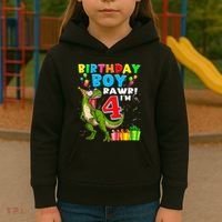 Kids Rawr Im 4 4th Birthday Boy T Rex Dinosaur 4 Years Old Gift Kids Hoodie thumb 3