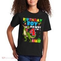 Kids Rawr Im 4 4th Birthday Boy T Rex Dinosaur 4 Years Old Gift Kids T-Shirt thumb 2