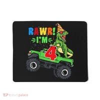 Kid Rawr Im 4 Dinosaur T Rex Monster Truck 4th Birthday boy Mousepad thumb 0