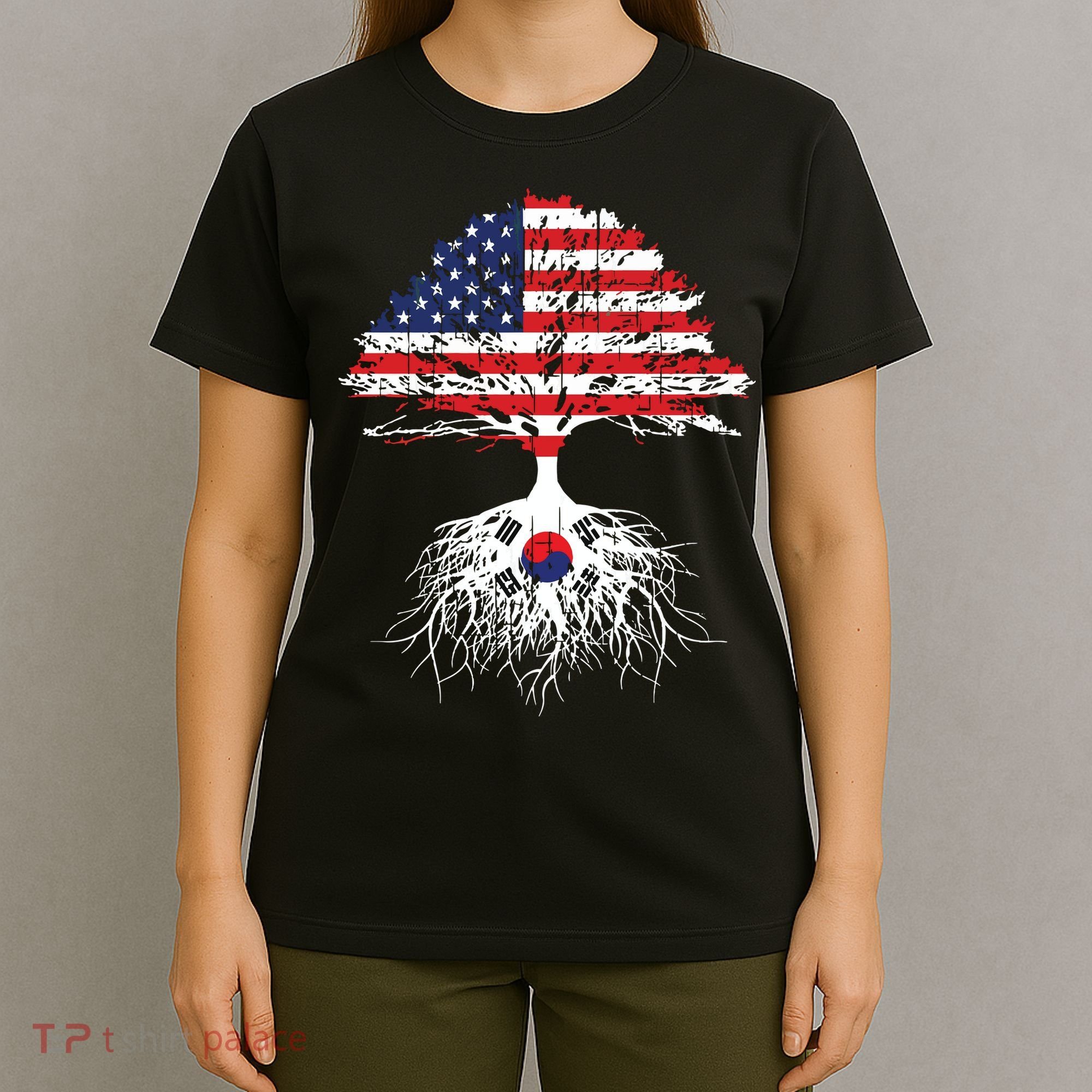 Korean Roots Korean American Korea Flag Men Women T-Shirt