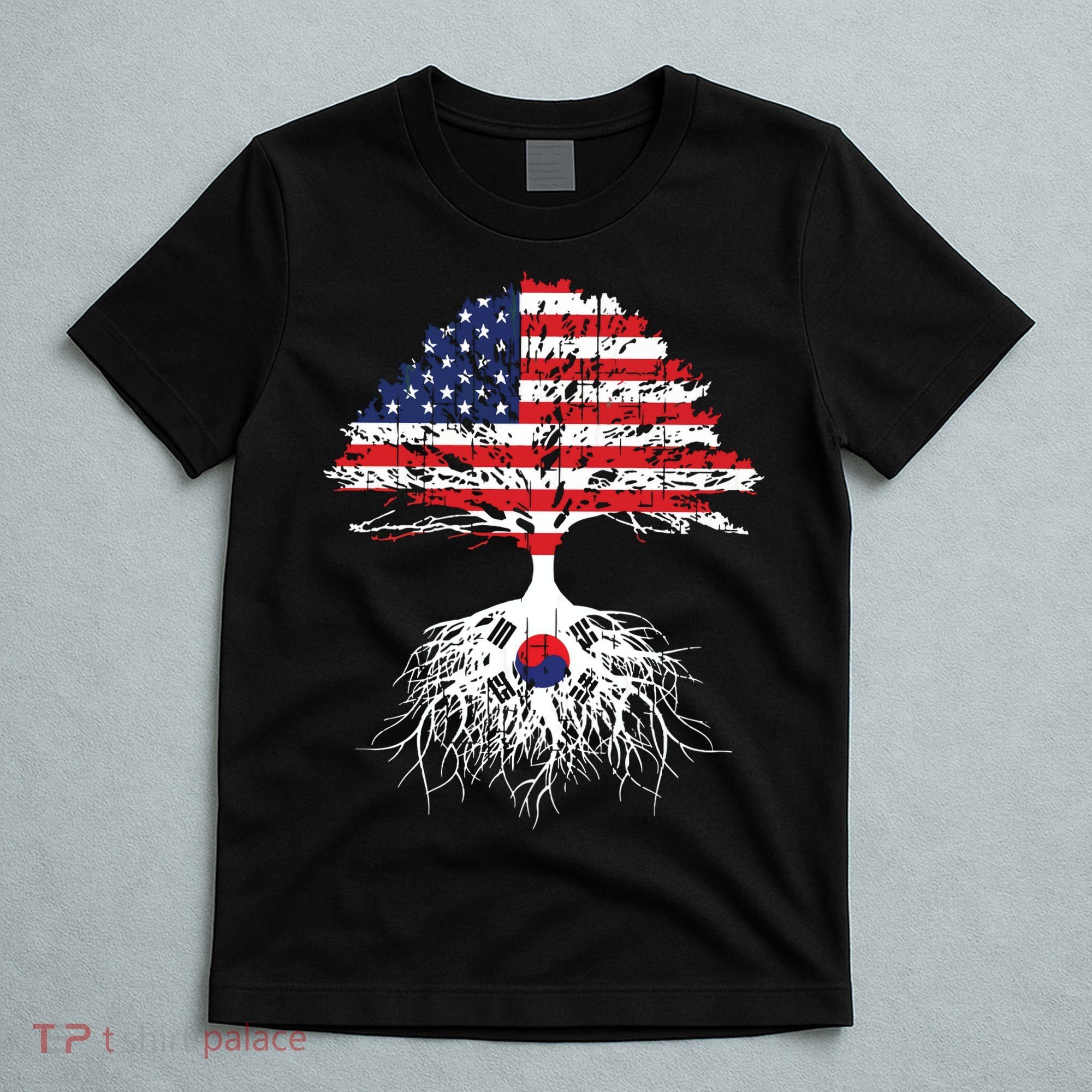 Korean Roots Korean American Korea Flag Men Women T-Shirt