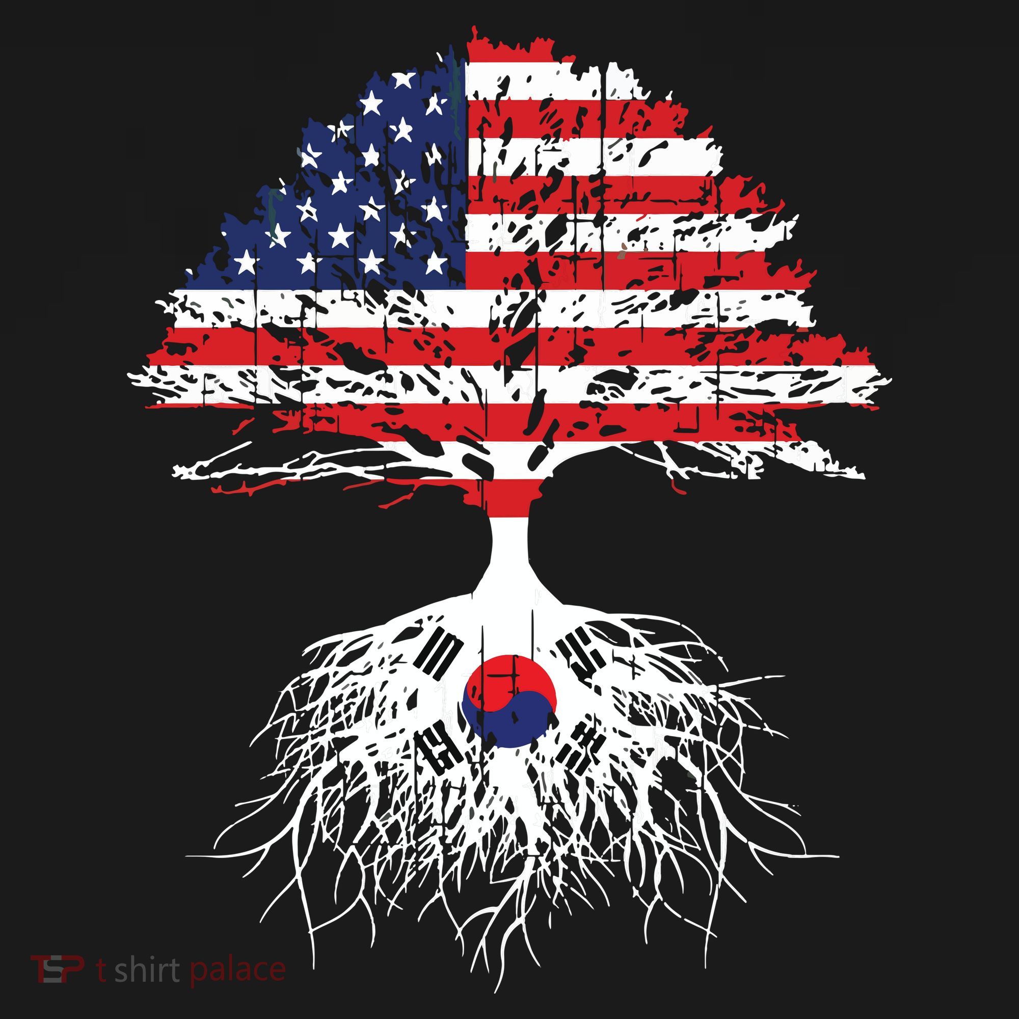 Korean Roots Korean American Korea Flag Men Women T-Shirt