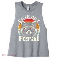 Kids Racoon Tee Cute But Feral Raccoon Funny Toddler Boy Women's Racerback Cropped Tank thumb 0