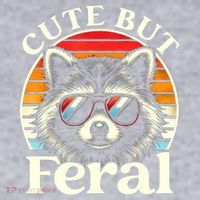 Kids Racoon Tee Cute But Feral Raccoon Funny Toddler Boy Women's Racerback Cropped Tank thumb 2