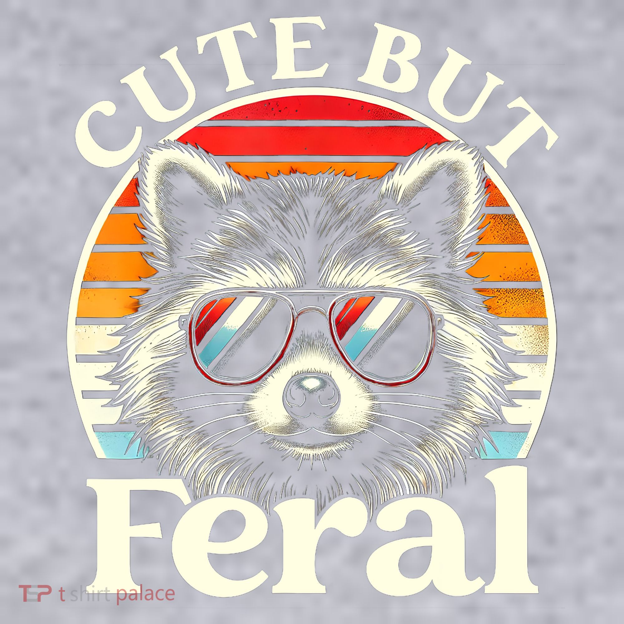 Kids Racoon Tee Cute But Feral Raccoon Funny Toddler Boy Women's Racerback Cropped Tank