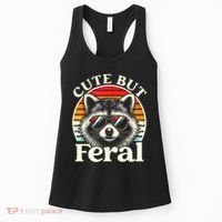 Kids Racoon Tee Cute But Feral Raccoon Funny Toddler Boy Women's Tank Top thumb 0