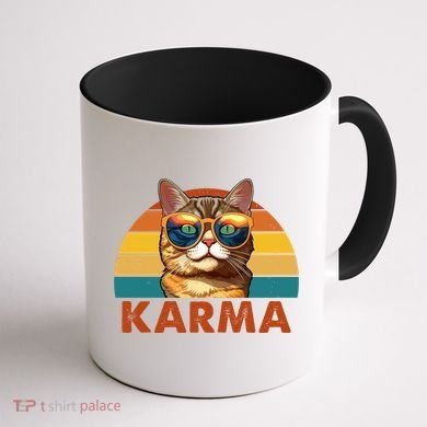 Karma Retro Vintage Sunset Cat Coffee Mug back