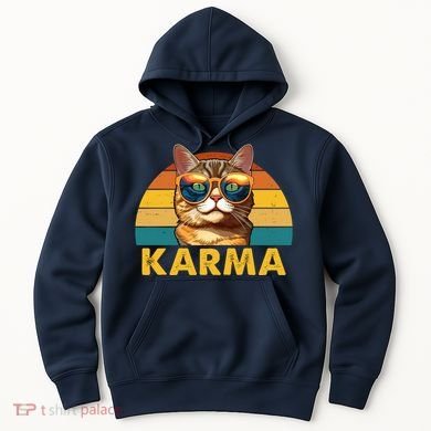 Karma Retro Vintage Sunset Cat Hoodie