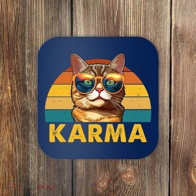 Karma Retro Vintage Sunset Cat Coaster