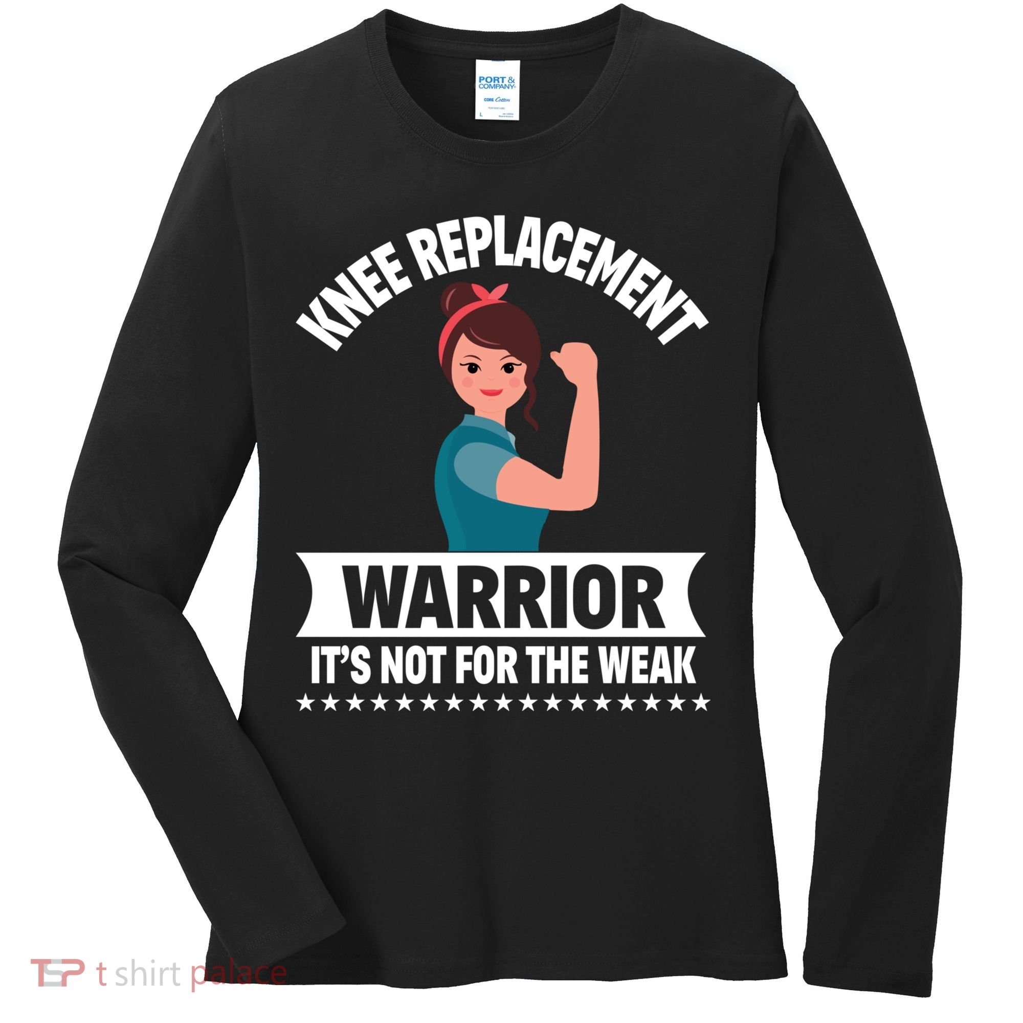 Knee Replacement Warrior Knee Surgery Recovery Get Well Gift Women's Long Sleeve Shirt