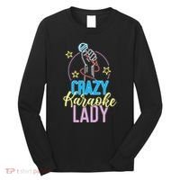 Karaoke Singer 80s Retro Crazy Karaoke Lady Long Sleeve Shirt thumb 0