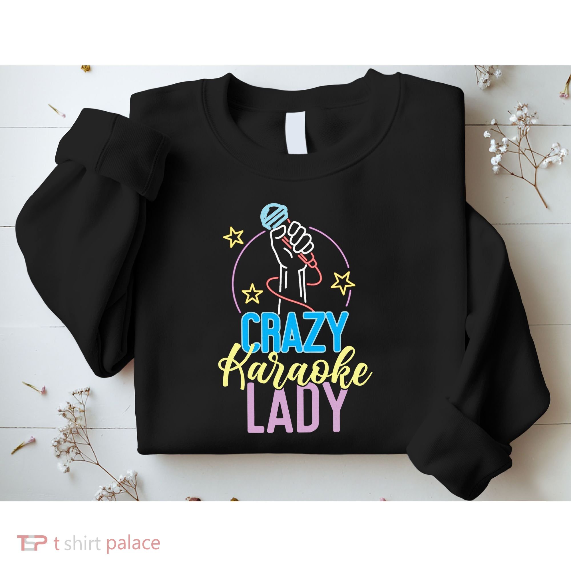 Karaoke Singer 80s Retro Crazy Karaoke Lady Sweatshirt