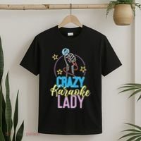 Karaoke Singer 80s Retro Crazy Karaoke Lady T-Shirt thumb 2