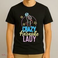 Karaoke Singer 80s Retro Crazy Karaoke Lady T-Shirt thumb 3