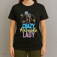 Karaoke Singer 80s Retro Crazy Karaoke Lady T-Shirt thumb 4