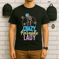 Karaoke Singer 80s Retro Crazy Karaoke Lady T-Shirt thumb 6