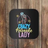 Karaoke Singer 80s Retro Crazy Karaoke Lady Coaster thumb 0