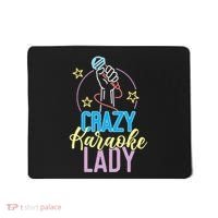 Karaoke Singer 80s Retro Crazy Karaoke Lady Mousepad thumb 0