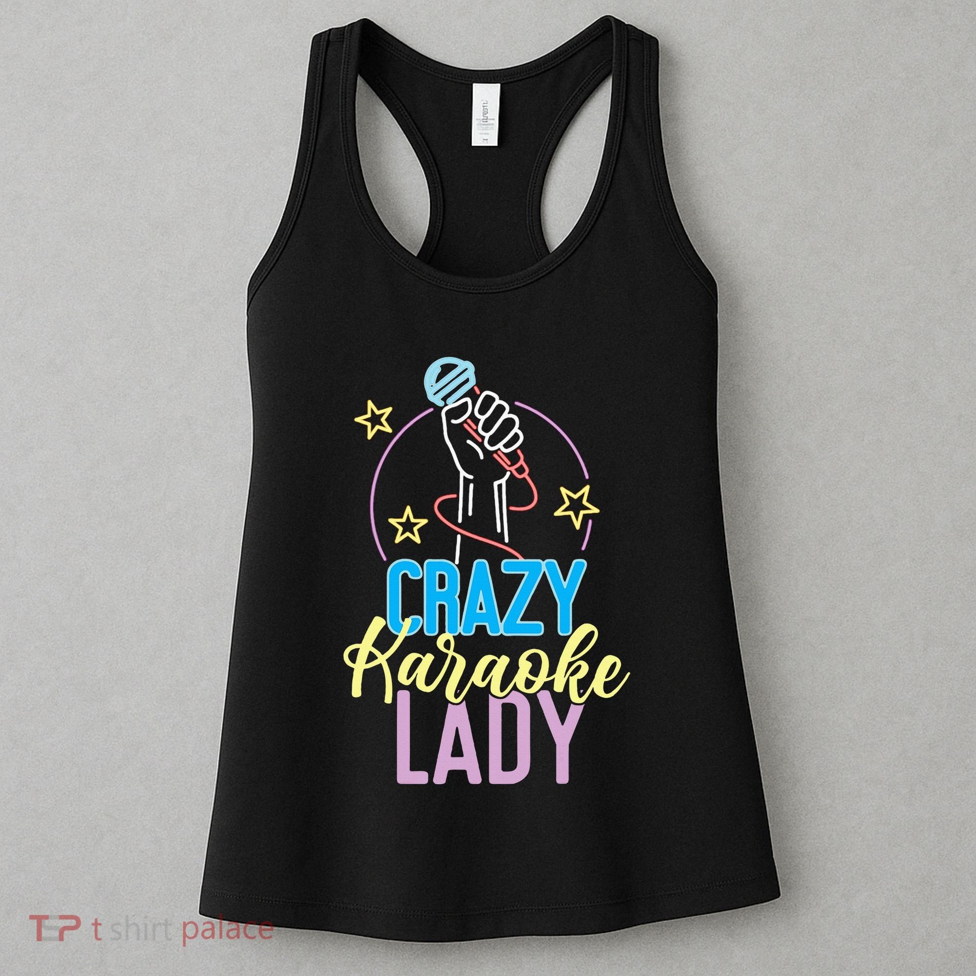 Karaoke Singer 80s Retro Crazy Karaoke Lady Women's Tank Top