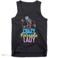 Karaoke Singer 80s Retro Crazy Karaoke Lady Tank Top thumb 0