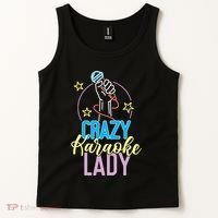 Karaoke Singer 80s Retro Crazy Karaoke Lady Tank Top thumb 2