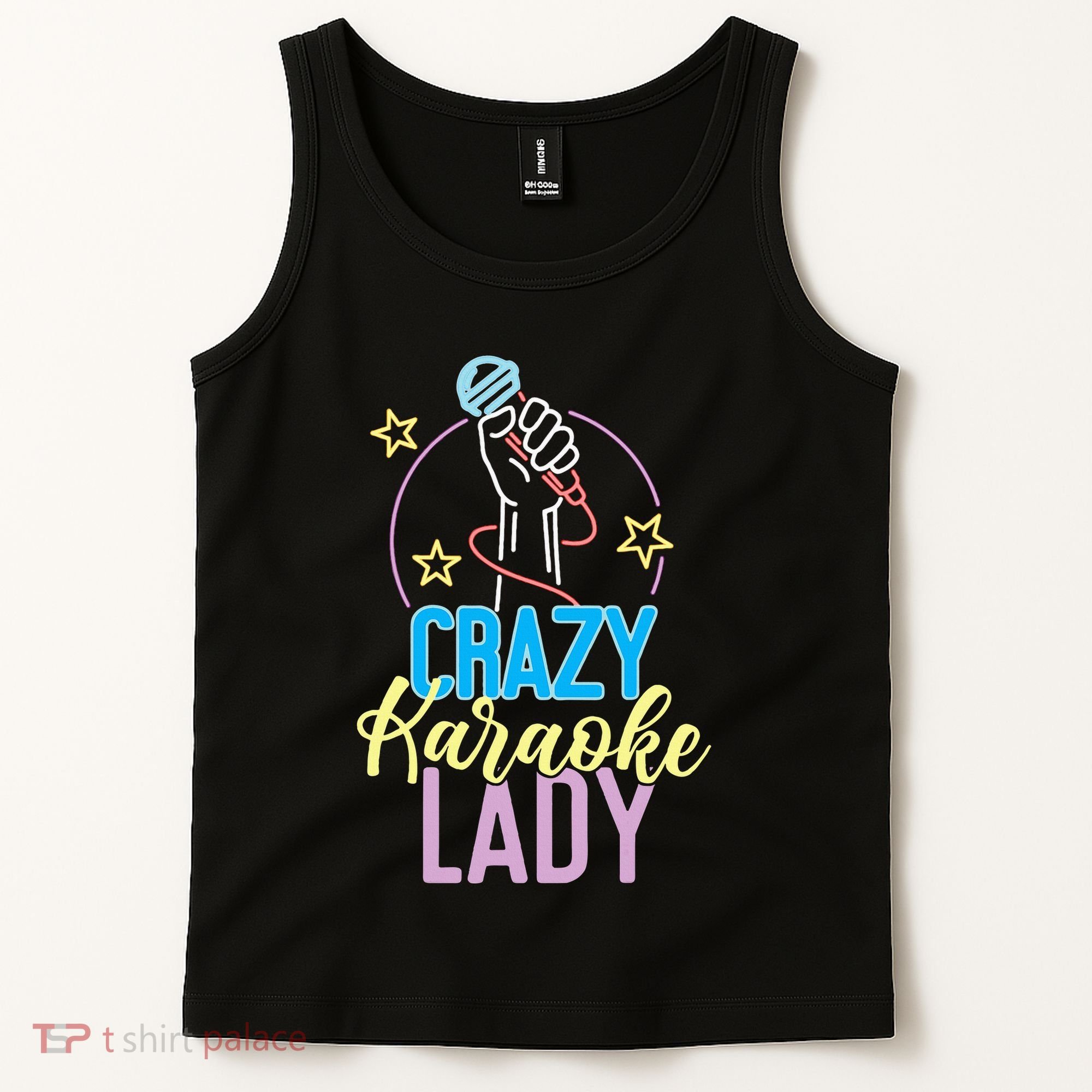 Karaoke Singer 80s Retro Crazy Karaoke Lady Tank Top