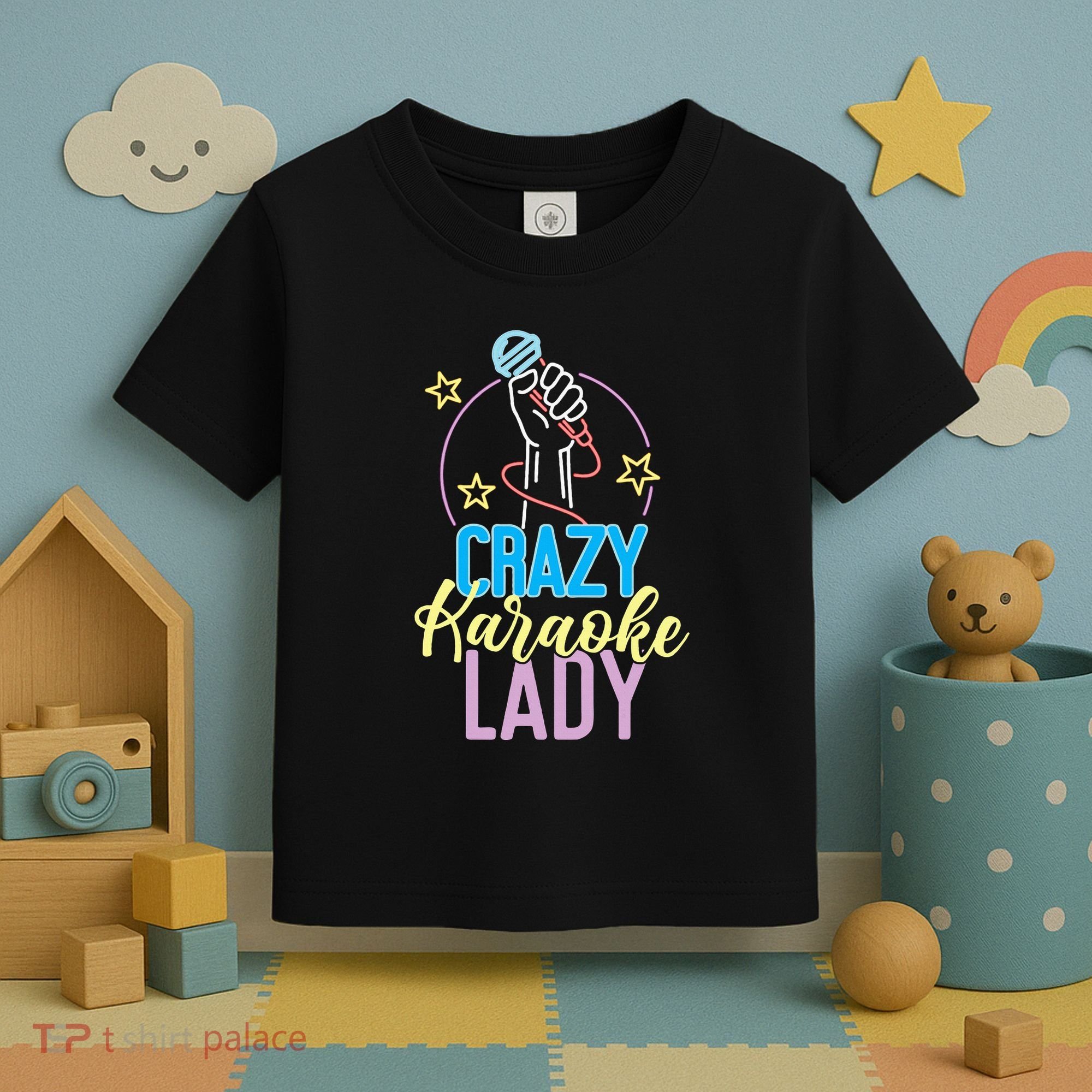 Karaoke Singer 80s Retro Crazy Karaoke Lady Toddler T-Shirt