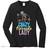 Karaoke Singer 80s Retro Crazy Karaoke Lady Women's Long Sleeve Shirt thumb 0