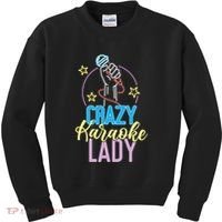 Karaoke Singer 80s Retro Crazy Karaoke Lady Kids Sweatshirt thumb 0