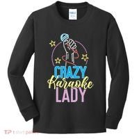 Karaoke Singer 80s Retro Crazy Karaoke Lady Kids Long Sleeve Shirt thumb 0