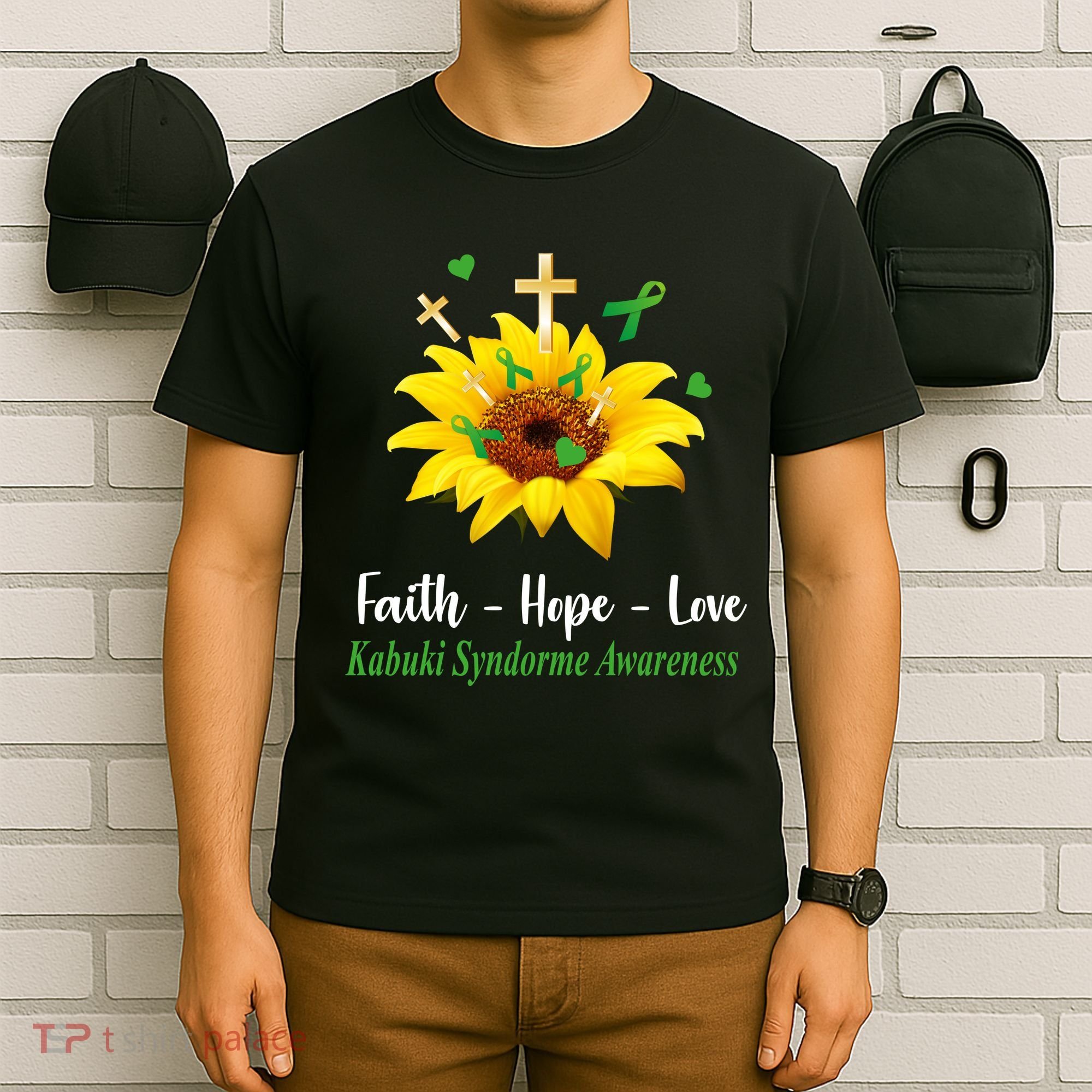 Kabuki Syndrome Awareness Faith Hope Love Sunflower T-Shirt
