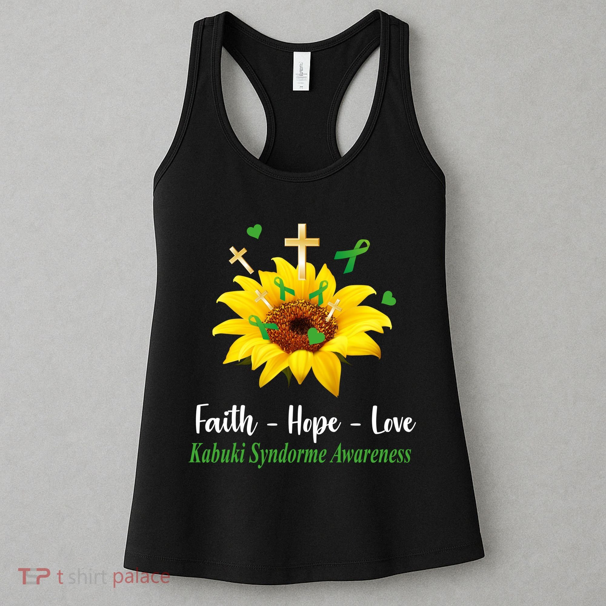 Kabuki Syndrome Awareness Faith Hope Love Sunflower Women's Tank Top