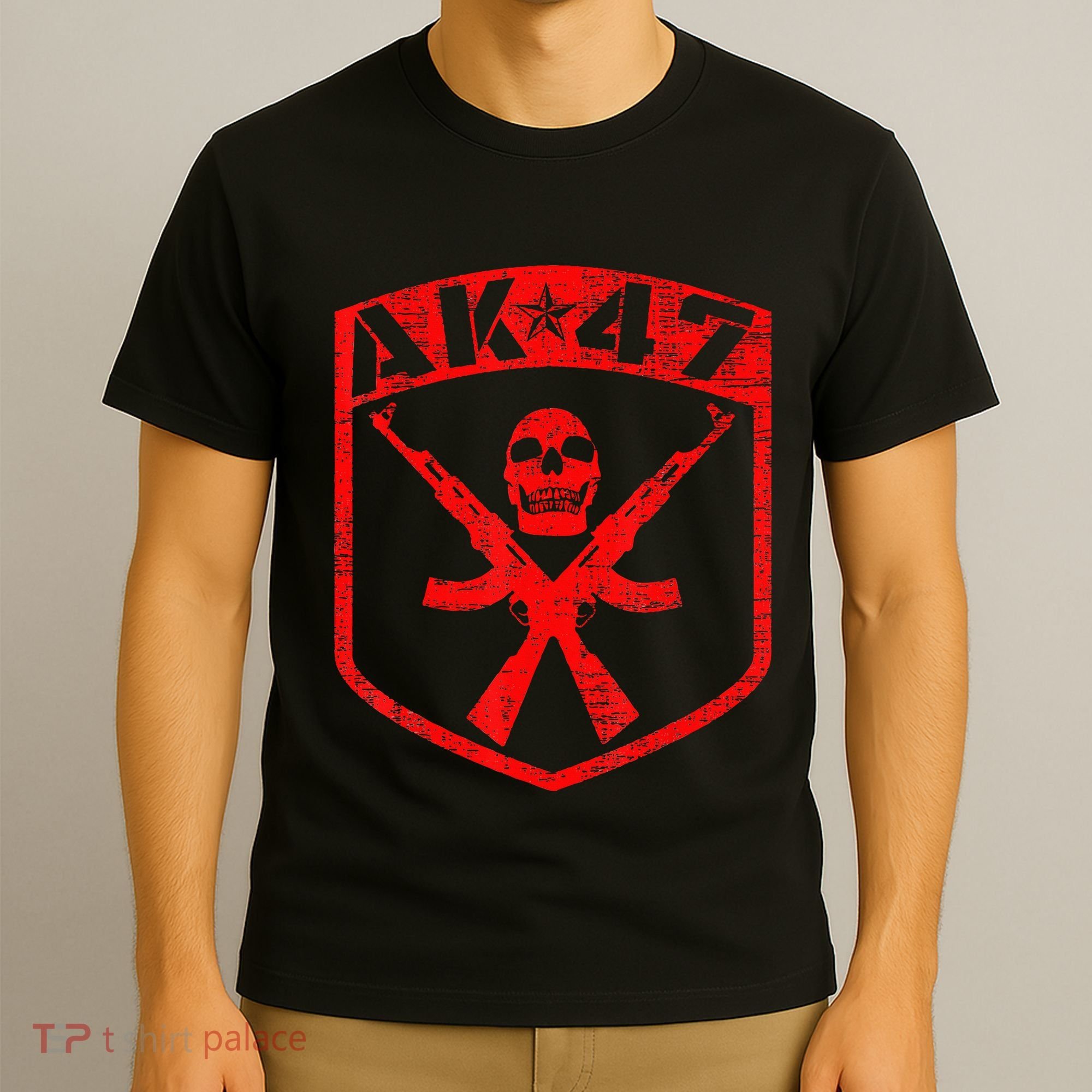 Kalashnikov Skull Ak47 Assault Rifle Gun T-Shirt