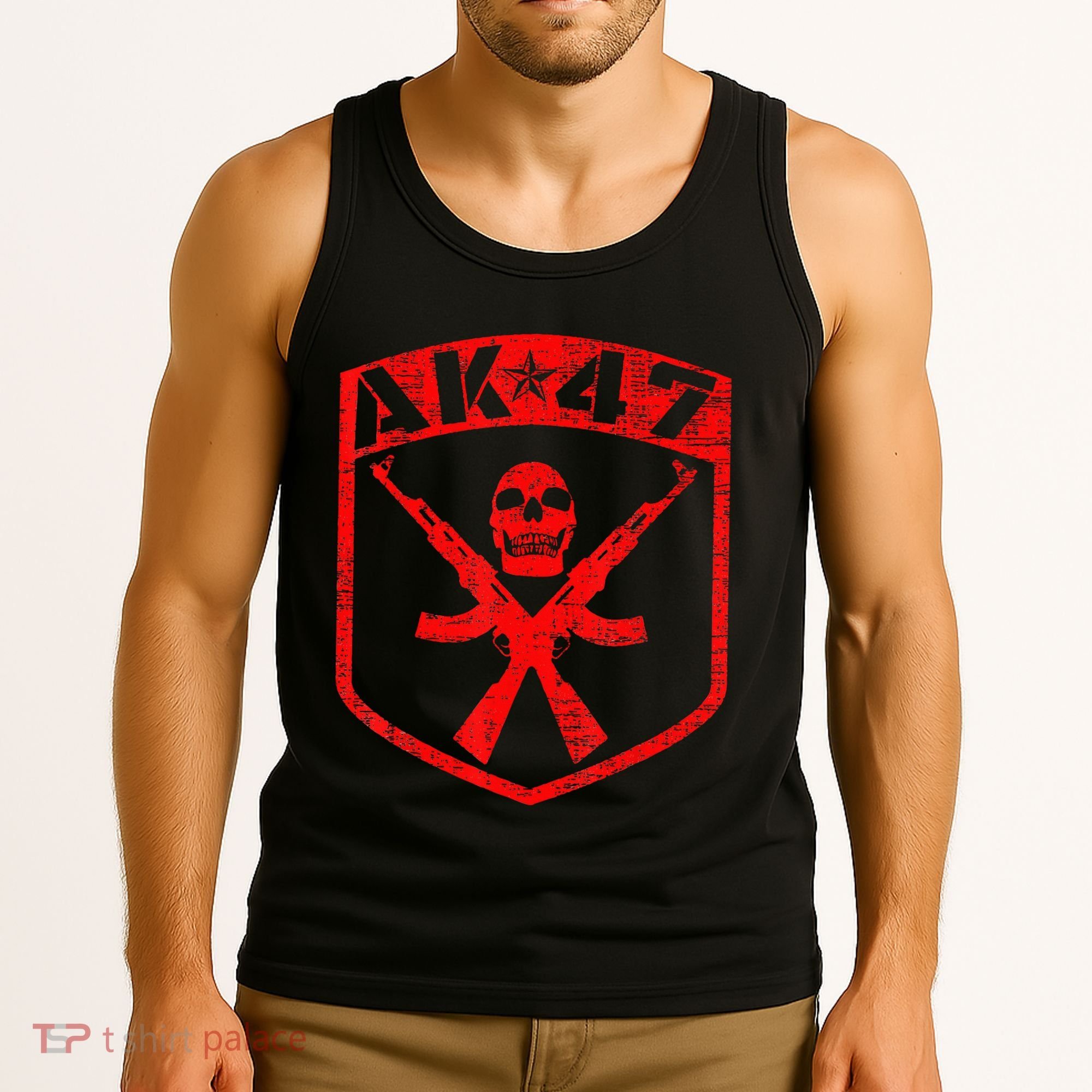 Kalashnikov Skull Ak47 Assault Rifle Gun Tank Top