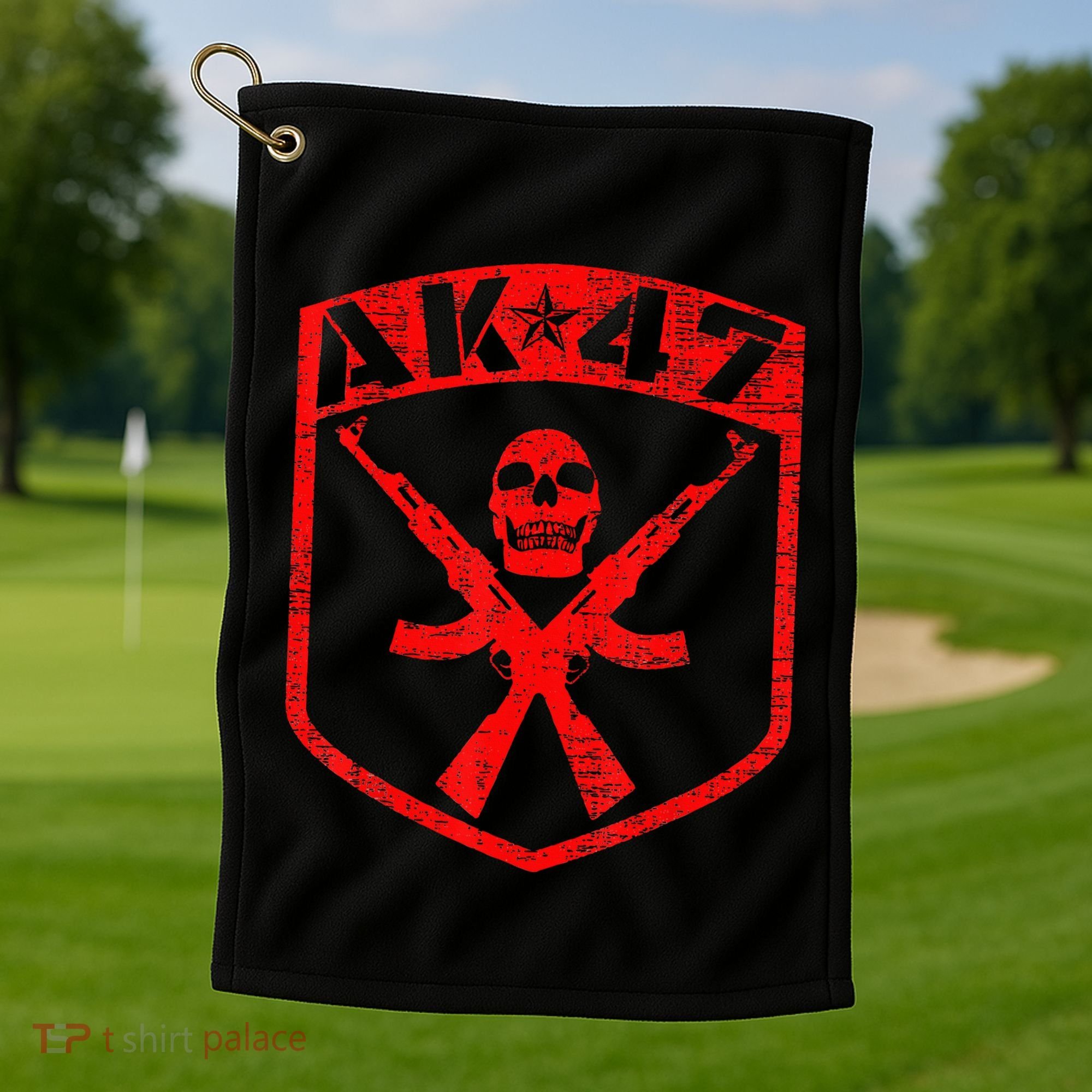 Kalashnikov Skull Ak47 Assault Rifle Gun Golf Towel